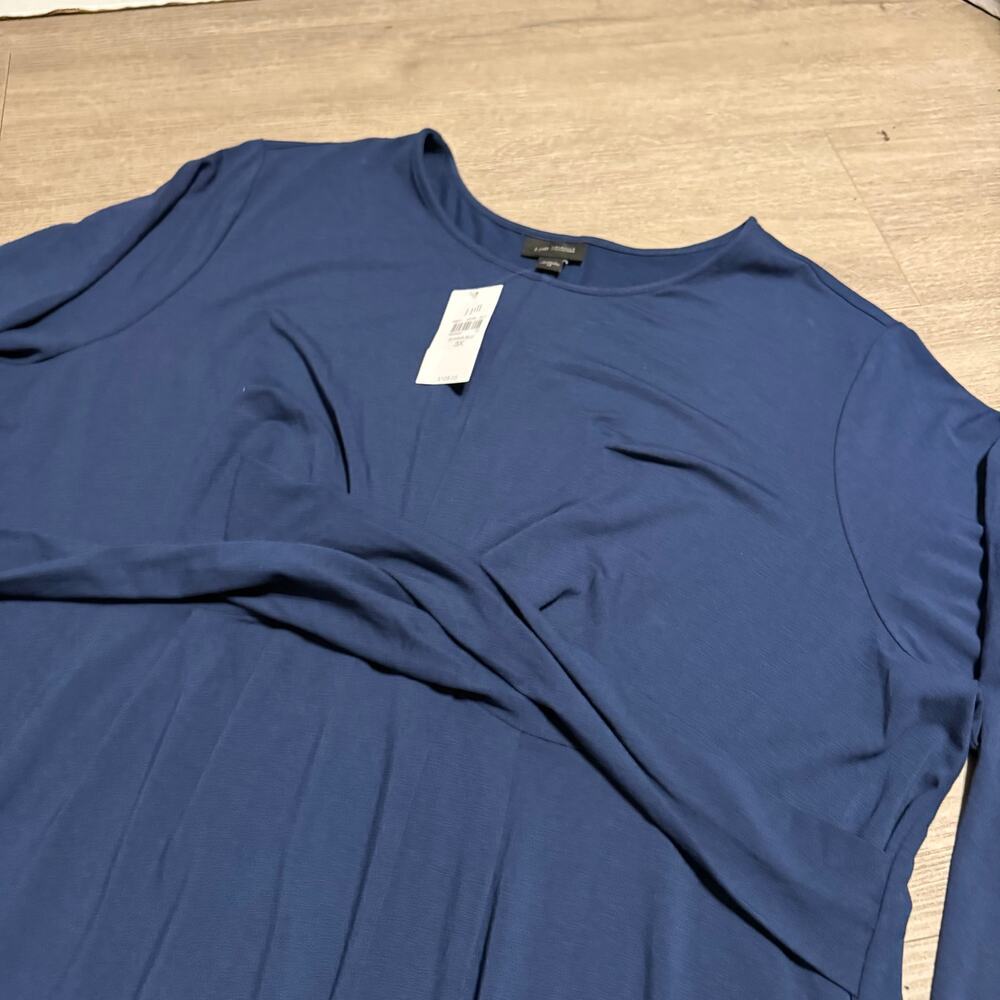 J Jill Wherever Collection A-Line Dress 3X Blue Knit Long Sleeve NWT Comfort Fit